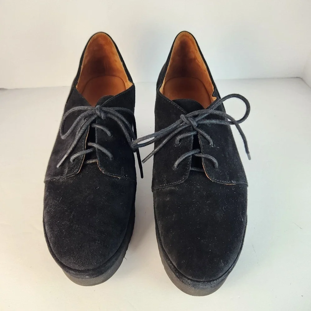 L'AmourDes Pieds Women's Casual Lace-up Black‎ Suede Platform Shoes Size 10M
